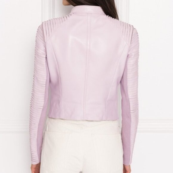 Lamarque NWT Azra Leather Jacket in Lavender - Picture 6 of 6